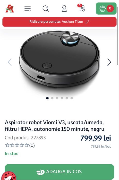MDM vinde: Aspirator robot Viomi Robot Vacuum Cleaner V3.