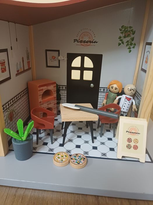 Дървена къщичка пицария за игра