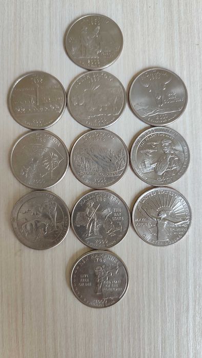 Лот четвърт долар САЩ (25 цента) - 11 броя