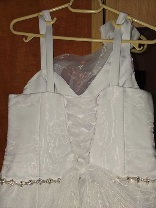 Rochie albă de mireasă Gabriela de Luca + Colier + Cercei, 38M.