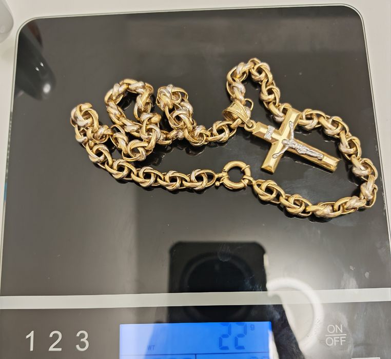 Lanț și cruce aur 14 k