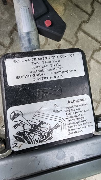 Suport 2 biciclete EUFAB auto pt cârlig