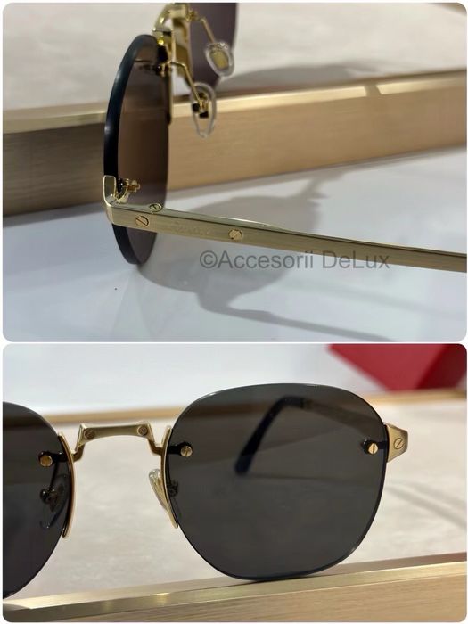 Ochelari de Soare Cartier CT0459S Square Photocrimic Lens Noi Full Box [Verificare Colet] Shiny Gold