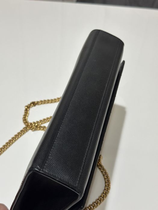Дамска кожена чанта Saint Laurent Kate Medium Chain Bag / Black