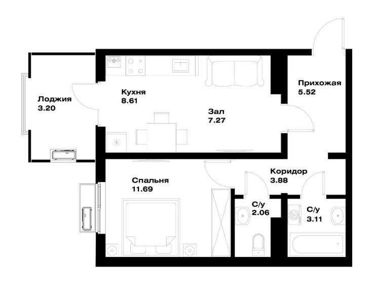 Квартиры в ЖК “Oz’Makon” от Golden House, 38 и 51 м²
