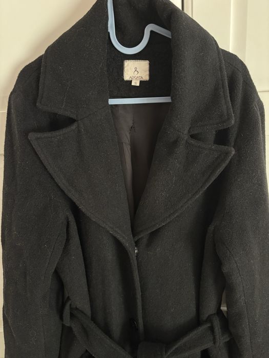 Дамско черно палто вълна Aggata, S