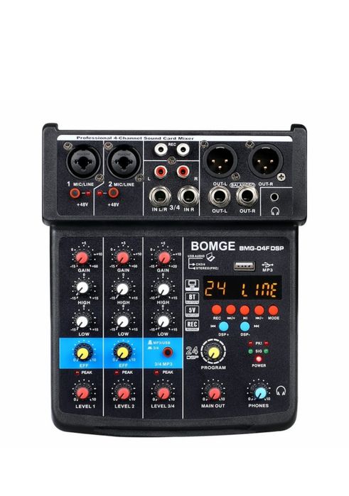 Смесителен пулт BMG-04F DSP24, DJ Mixer, Bluetooth, Usb Player, 24 DSP