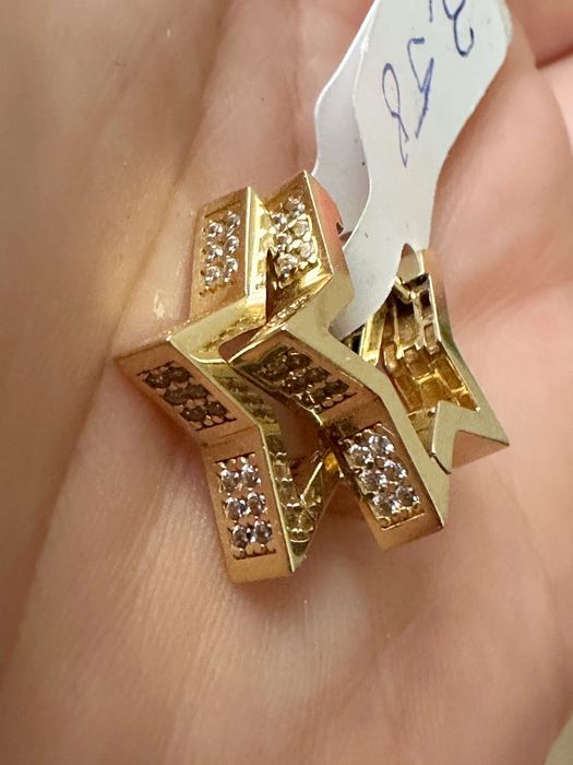 Cercei aur 14k Stele cu zirconii, 3.58 g strălucitori