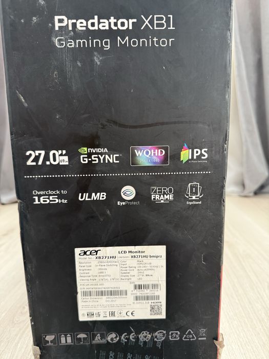 Monitor acer Predator 27” XB271HU
