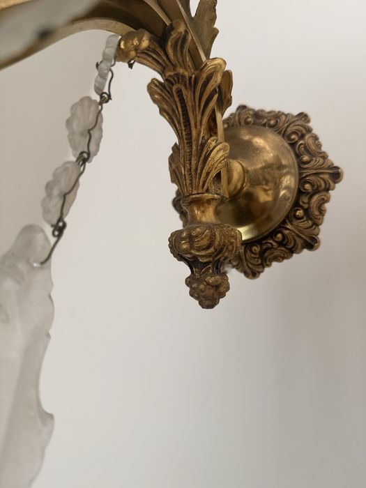Aplică din bronz cu cristale, 5 becuri – vintage