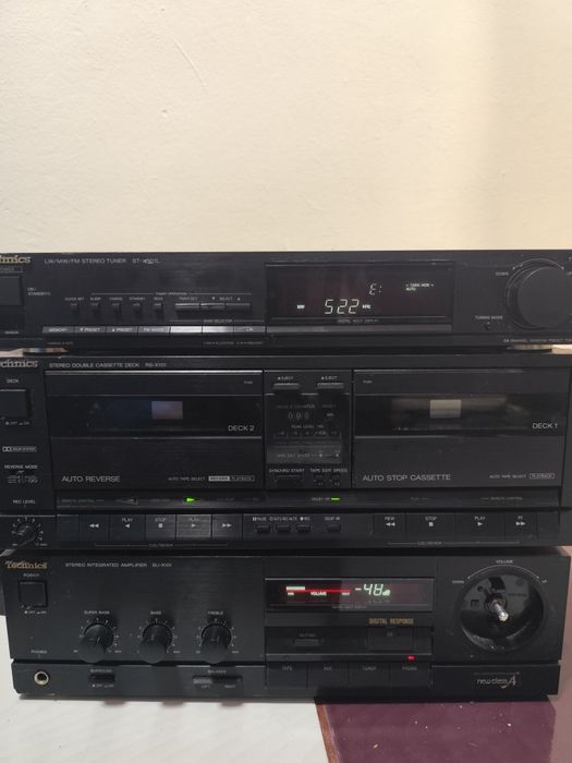 Technics midi (stație, dublu deck,radio )
