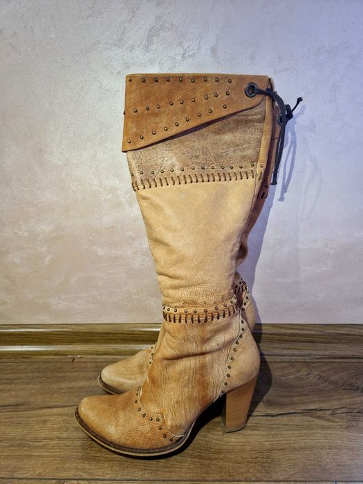 високи ботуши от естествена кожа