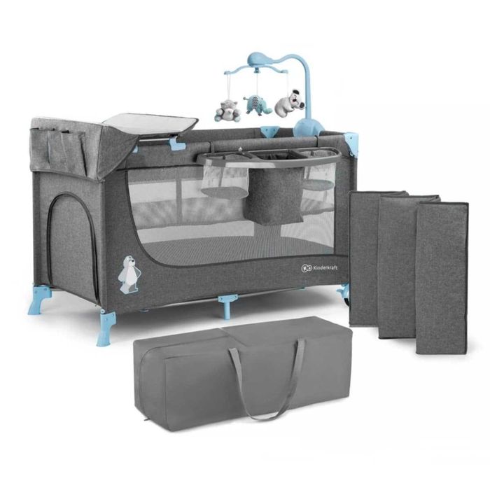 Сгъваема, преносима, бебешка кошара KinderKraft - Joy Full, две нива