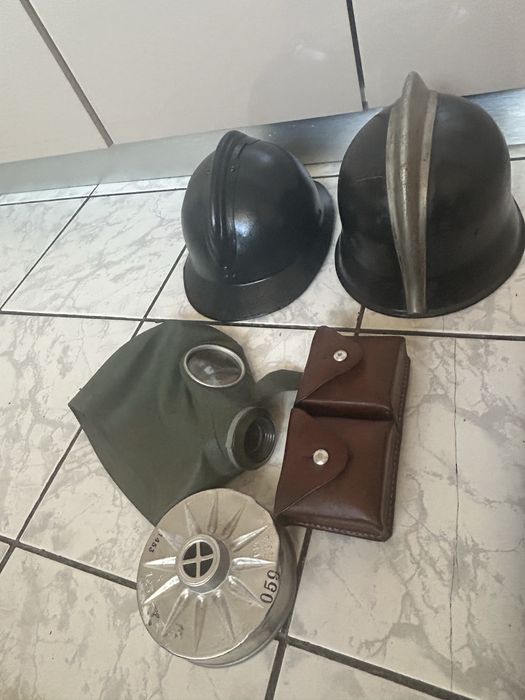 Casca politie, pompieri ww2 model adrian,masca gaze cartusiera