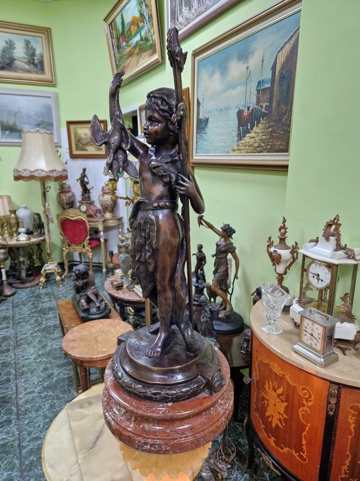Голяма уникална антикварна френска бронзова фигура
