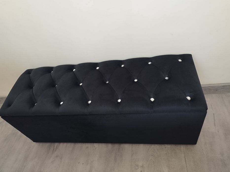 Bancheta,băncuță catifea ,lada pentru pat cu spatiu depozitare ,negru