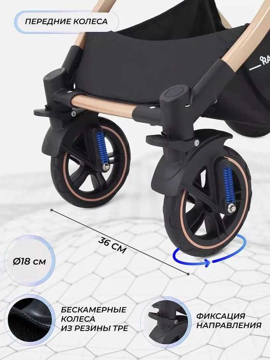 Коляска трансформер 2в1 RANT Basic PULSAR GOLD чёрный