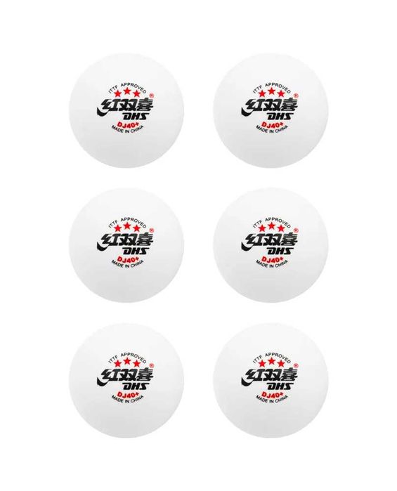 Мячи для настольного тенниса DHS 3*** DJ40+ WTT ITTF, белые, 6 шт