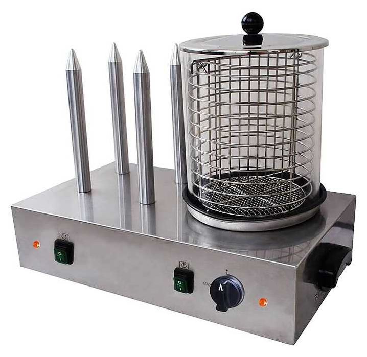 Хот дог машина с 4 шиша и стъклена вана професионална.