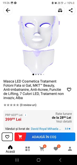 Masca LED cosmetica, tratament facial