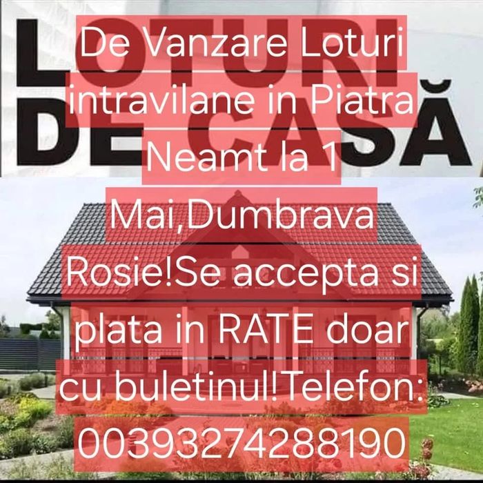 Vând teren intravilan!!RATE!!!