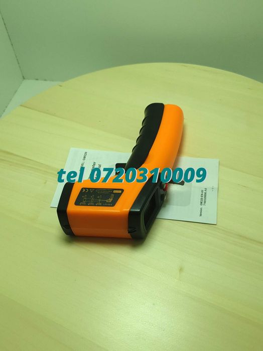 Termometru Industrial Optimus 380 Interval -50 +380 Grade C - Cu Afisaj Luminat , Portocaliu Negru Pentru Utilizare Tehnica Sau Decorativa