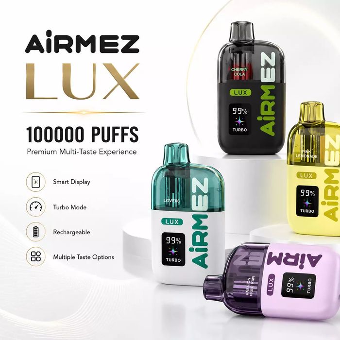 Pachet 2 Bucati Vape 100.000 Puffs Fiecare Airmez lux Mod Turbo Nivel Lichid