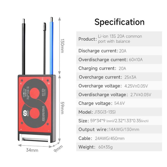 Bms Dally 13s 48v 20a