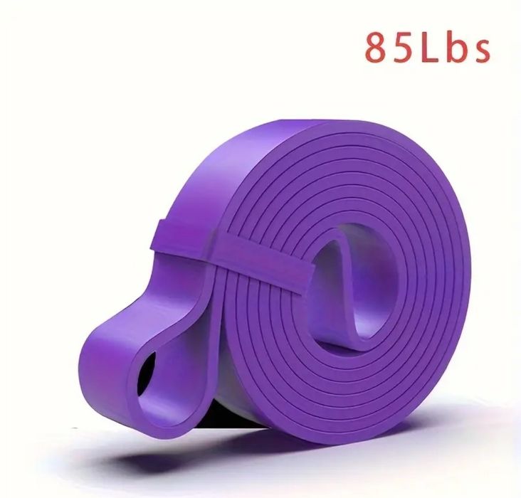 Лилав плосък ластик фитнес до 45 кг тренировки йога стречинг упражнени