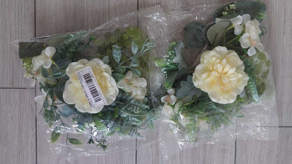 Flori artificiale decorative crem cu frunze verzi – noi