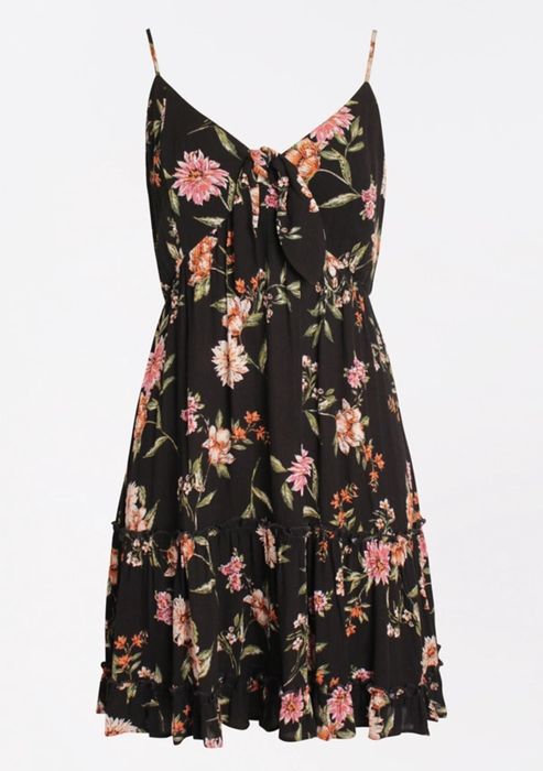 Лятна черна рокля на цветя