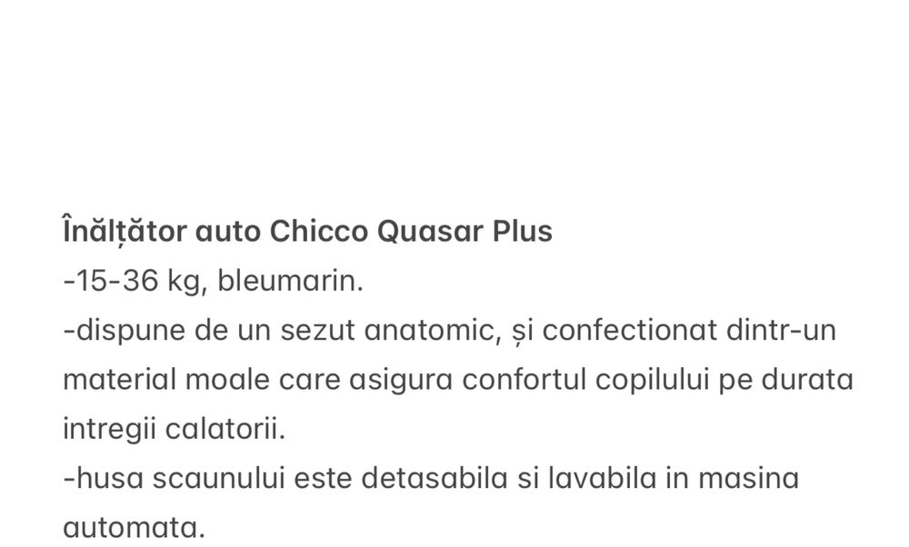 Inaltator auto Chicco Quasar Plus