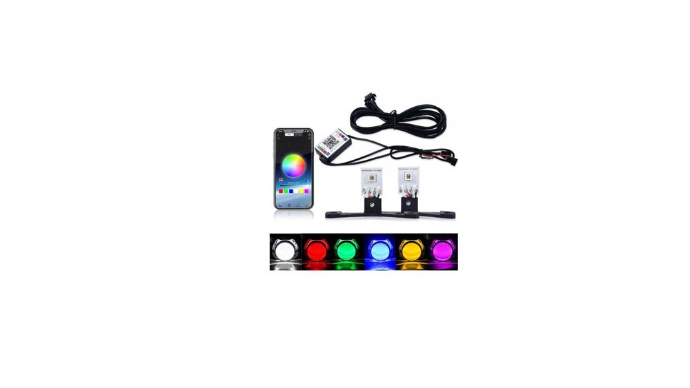 Set 2 LED-uri Devil Eyes RGB 2.5' cu control din telefon