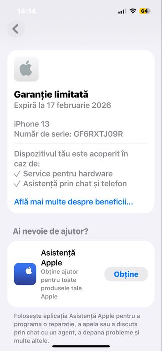 iPhone 13 128GB, inca in garantie