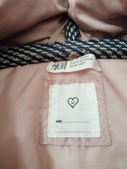 Детско зимно яке H&M за момиче, цвят: пепел от рози+бонус шапка