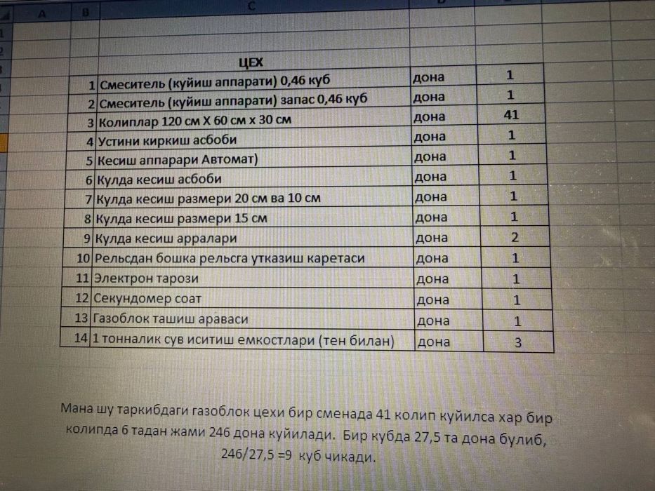 Газоблок ишлаб чикариш аппарати сотилади