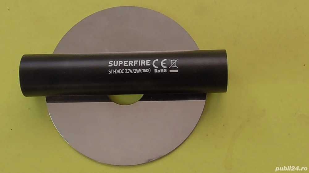 lanterna SUPERFIRE metalică de buzunar (2w), design practic, cu baterie format 18650