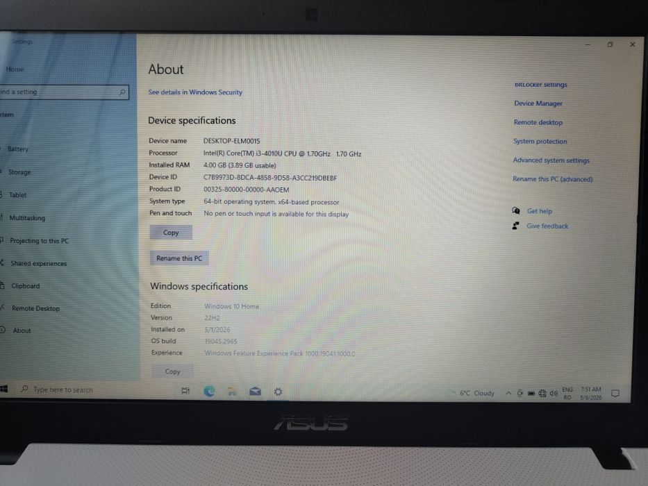 Laptop Asus placa Nvidia