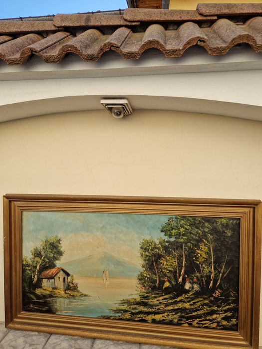 Страхотна голяма антикварна авторска картина масло