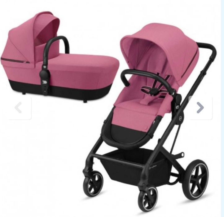Розова количка Cybex Balios S, кошче Qloud Q, адаптери и зимен чувал