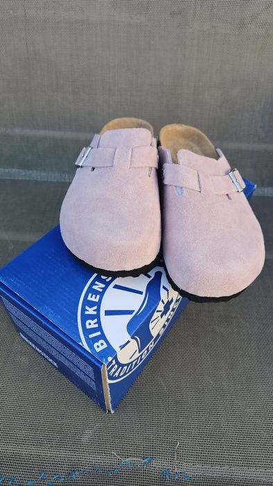 Birkenstock boston roz piele intoarsa 37