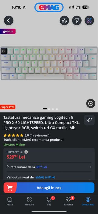 Tastatura logitech G PRO X60