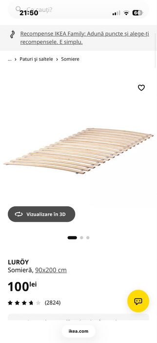 Cadru pat+somiera Ikea