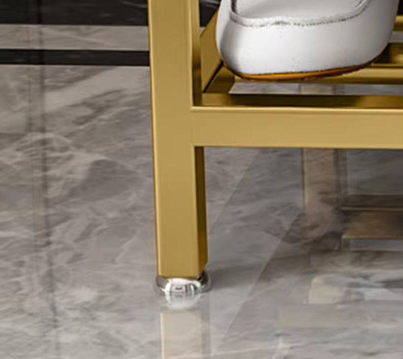 Обувница-скамья с мягким сиденьем и золотым каркасом