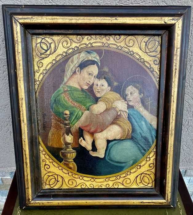 Superba pictura-ulei pe panza-Madonna della Sedia-Raphael Sanzio-Italia