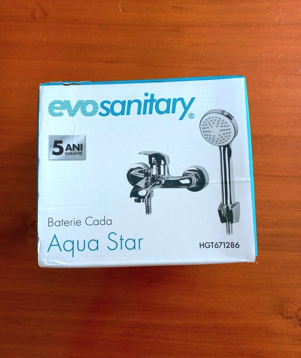 Baterie cadă/duș Evosanitary, aqua star 671286, cu furtun și pară duș