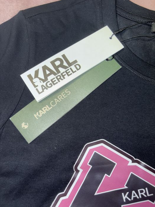 Tricou Karl LagerFeld S eticheta negru roz alb Noi nepurtati  New