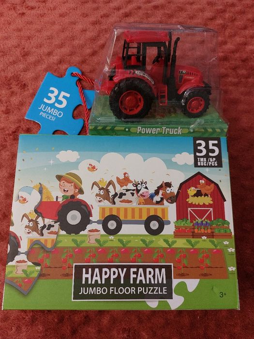 Set puzzle 35 piese mari ferma si tractor 15 cm