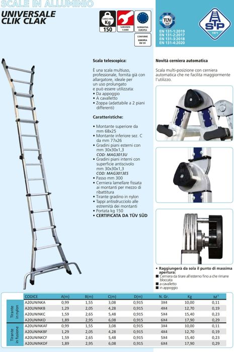 Scară din aluminiu profesională STP Click Clack diferite modele