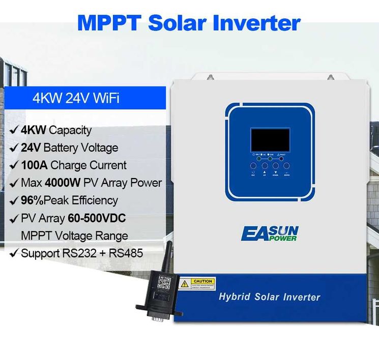 Invertor solar hybrid Easun, putere 4KW + modul wifi inclus.